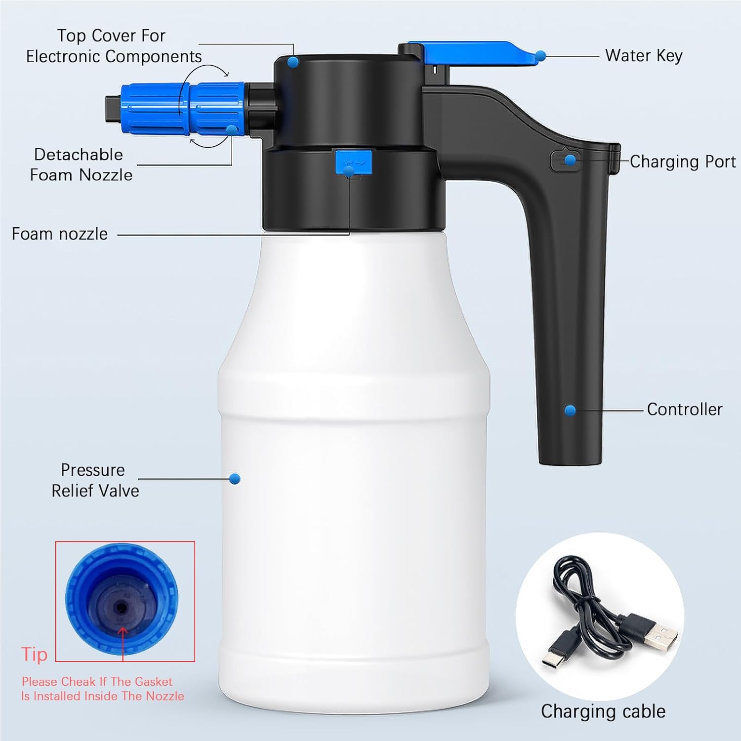 Electric Snow Foamer - Pressure Sprayer 1.5L – Rechargeable - Izyclean